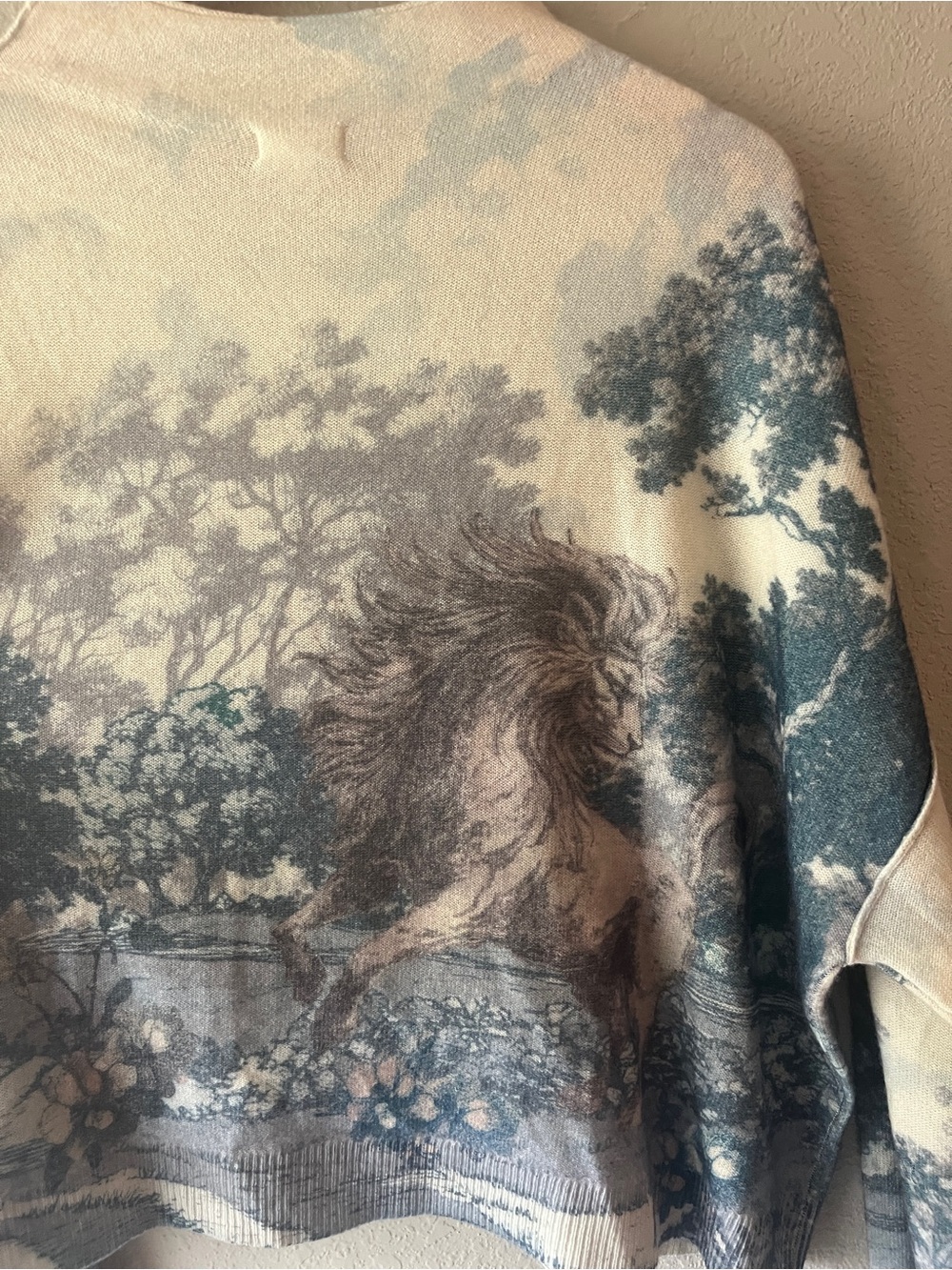 Pilcro The Alani Cashmere Mock Neck Sweater Victorian Art Deco Print XL - Picture 8 of 11